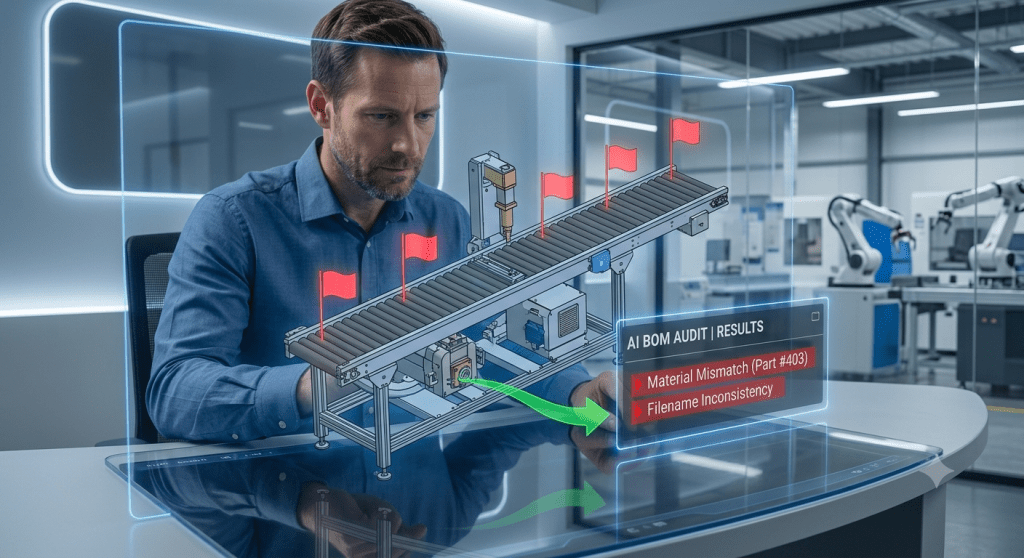 Holographic visualization of an automated engineering BOM data audit